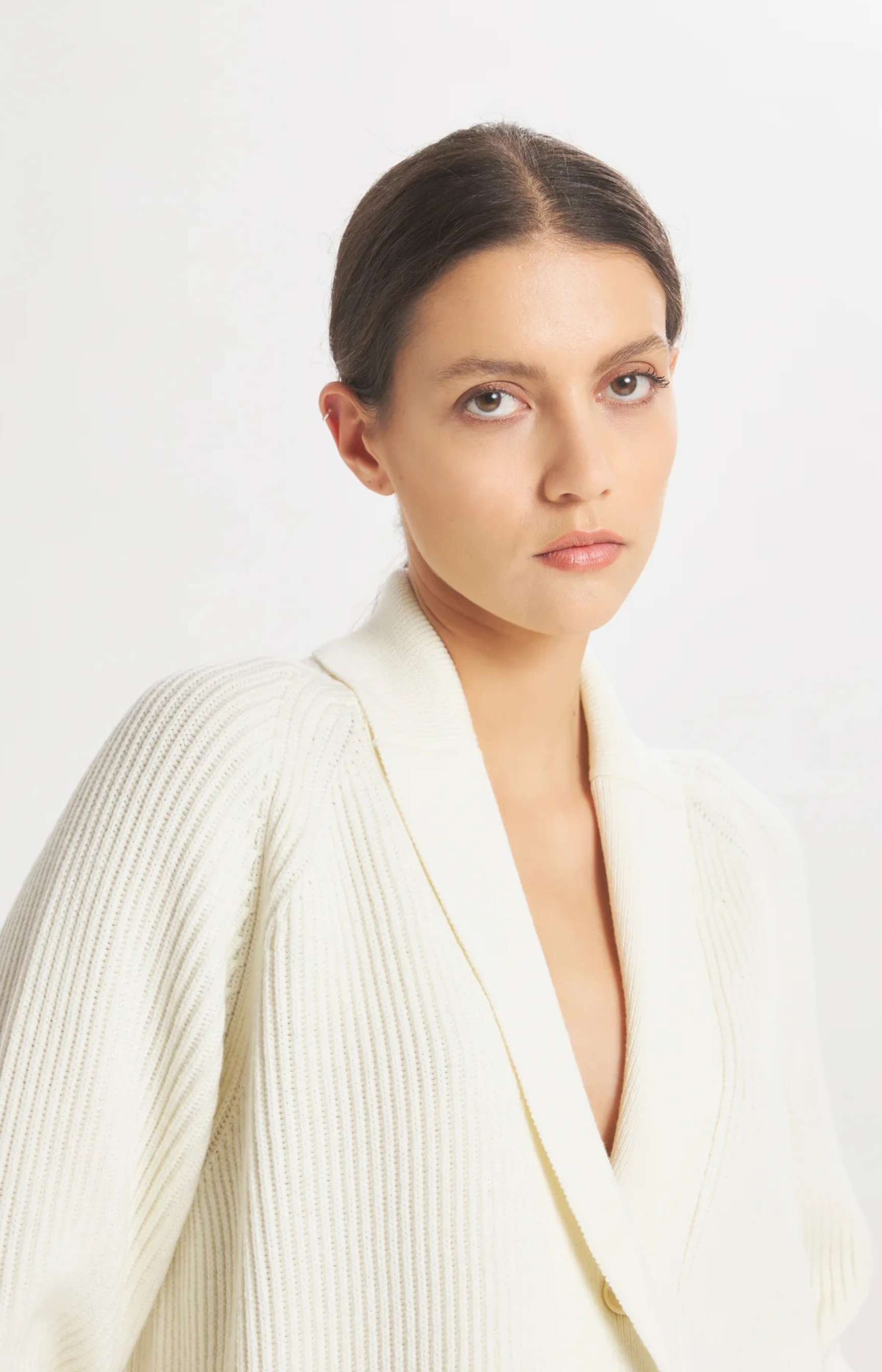 Barena Gio Cardigan Ivory Ribbed Shawl