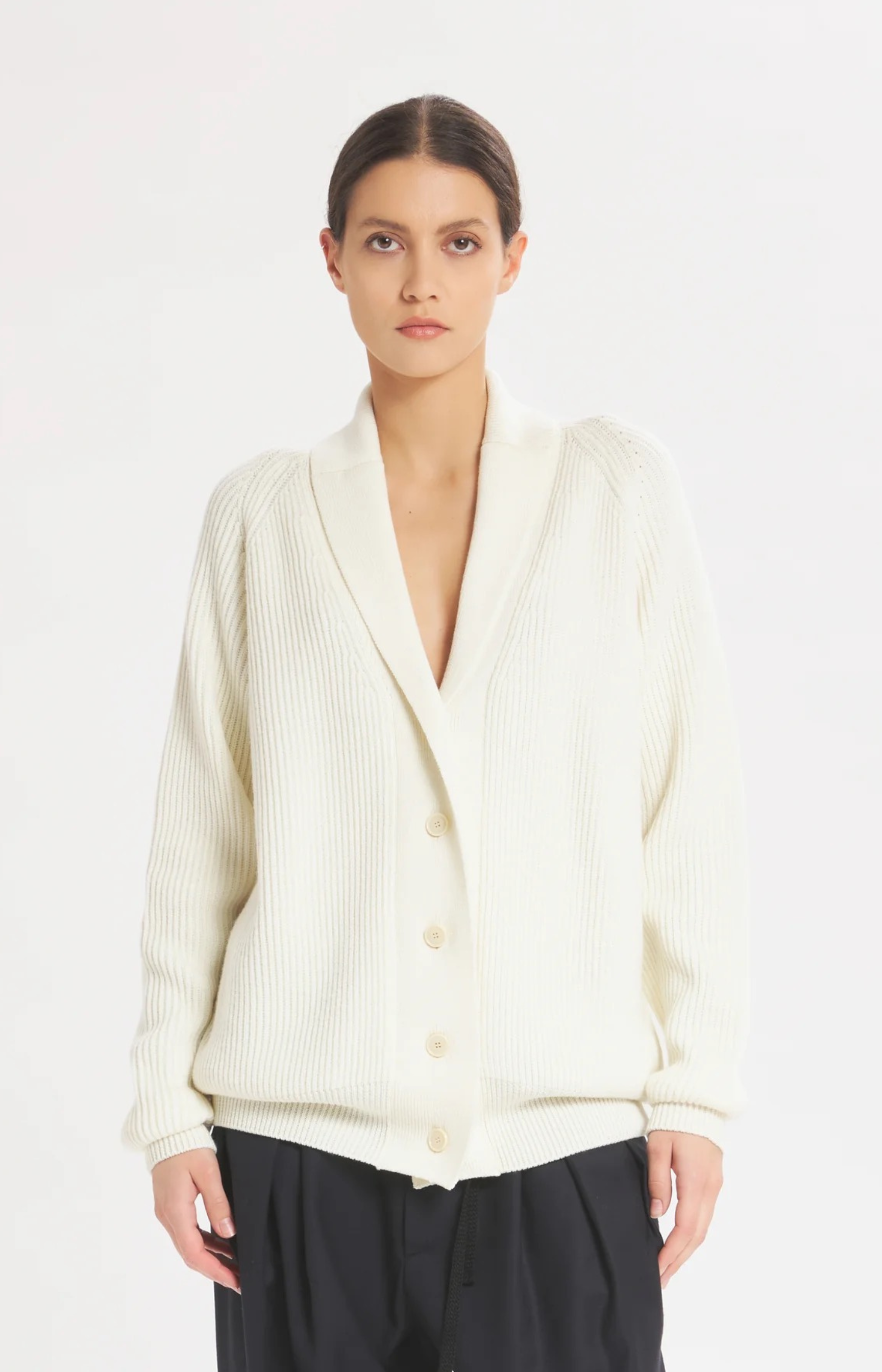 Barena Gio Cardigan Ivory Ribbed Shawl