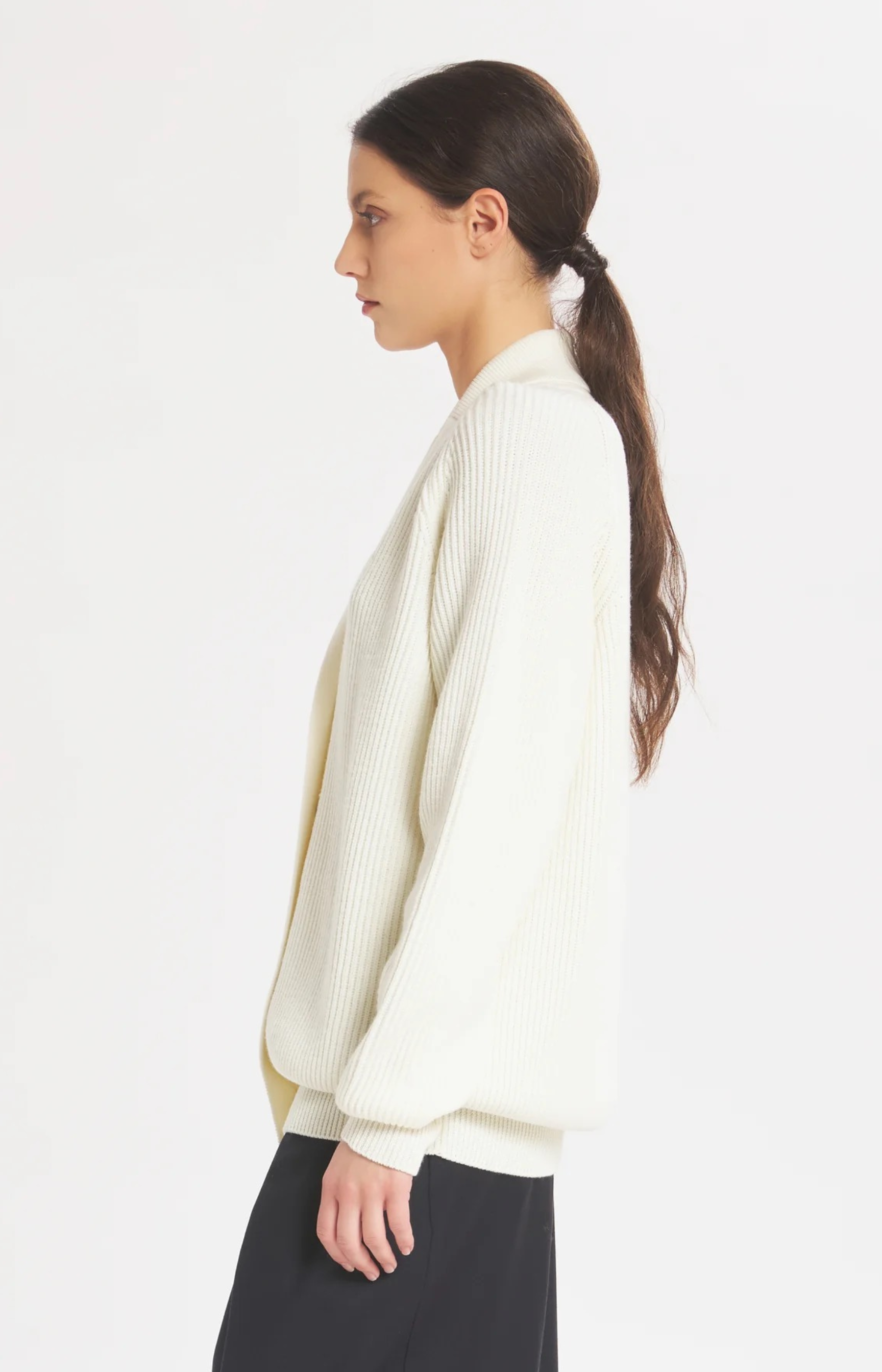 Barena Gio Cardigan Ivory Ribbed Shawl