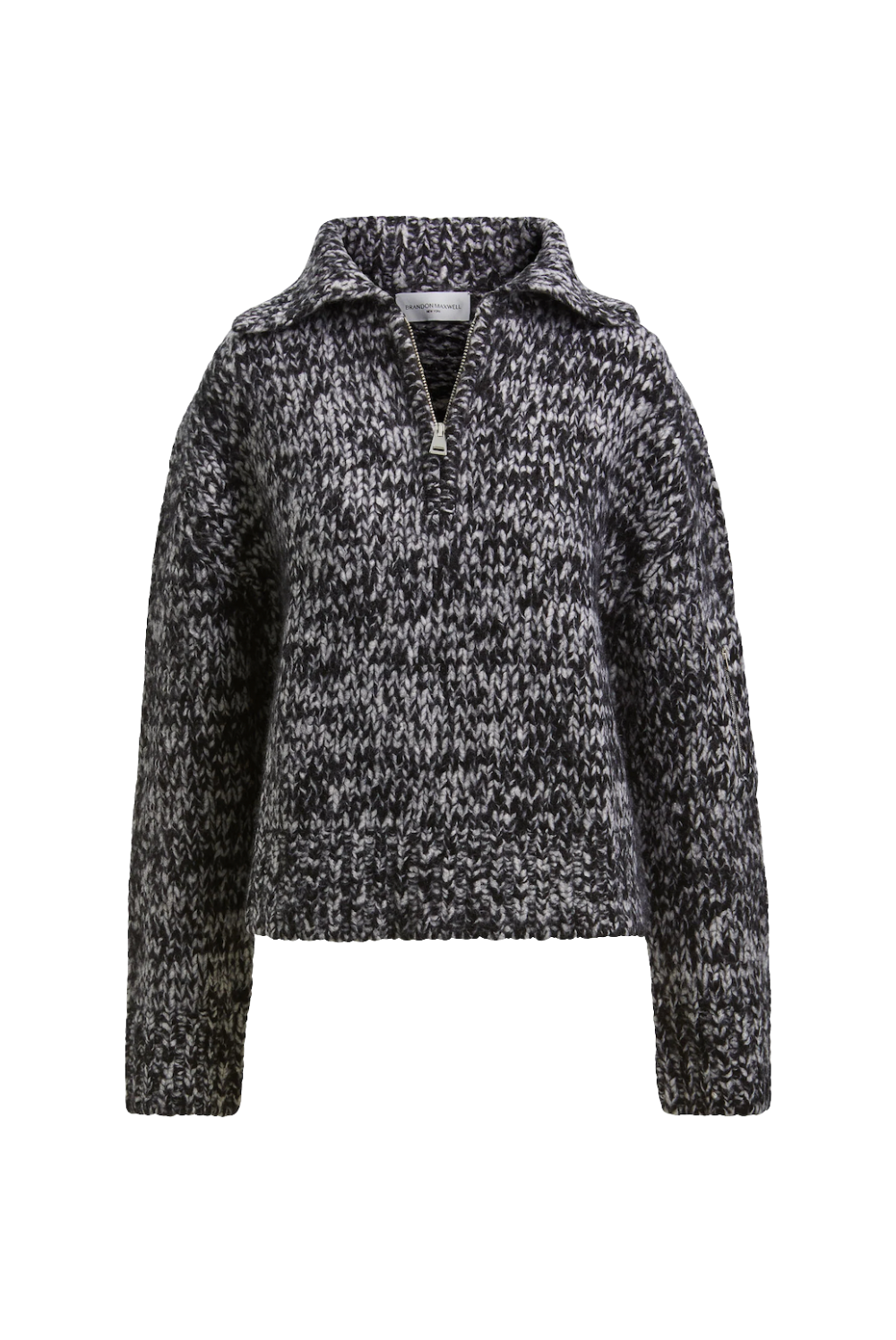 Brandon Maxwell The Posie Half Zip Sweater With Sleeve Pocket Static
