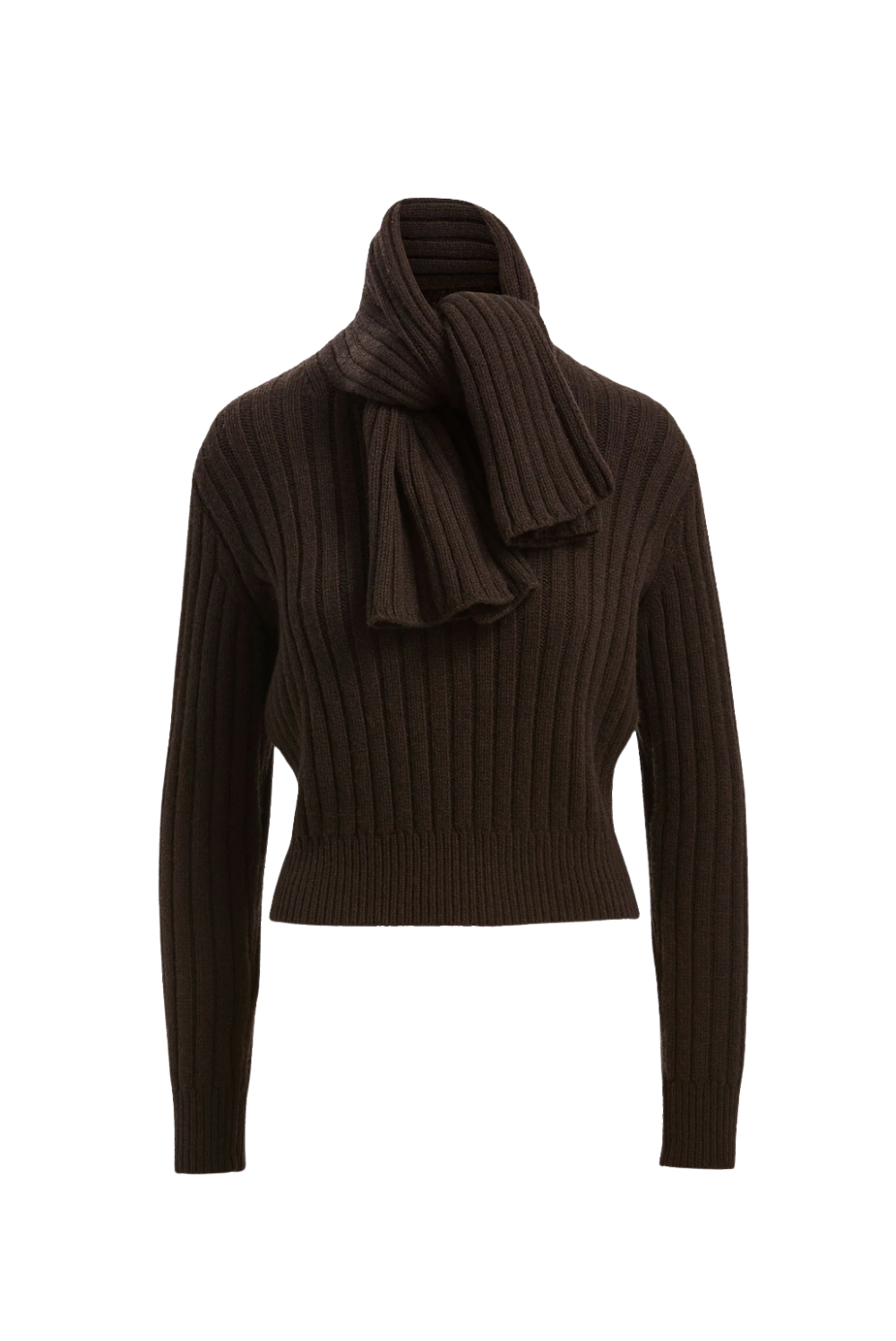 Brandon Maxwell The Ryan Ribbed Scarf Sweater Brown