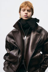 Brandon Maxwell The Ryan Ribbed Scarf Sweater Brown