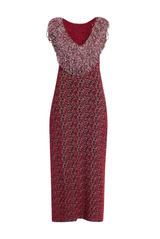 Brandon Maxwell The Amara Sheath Dress with Beaded Embroidered Hem Red Static 