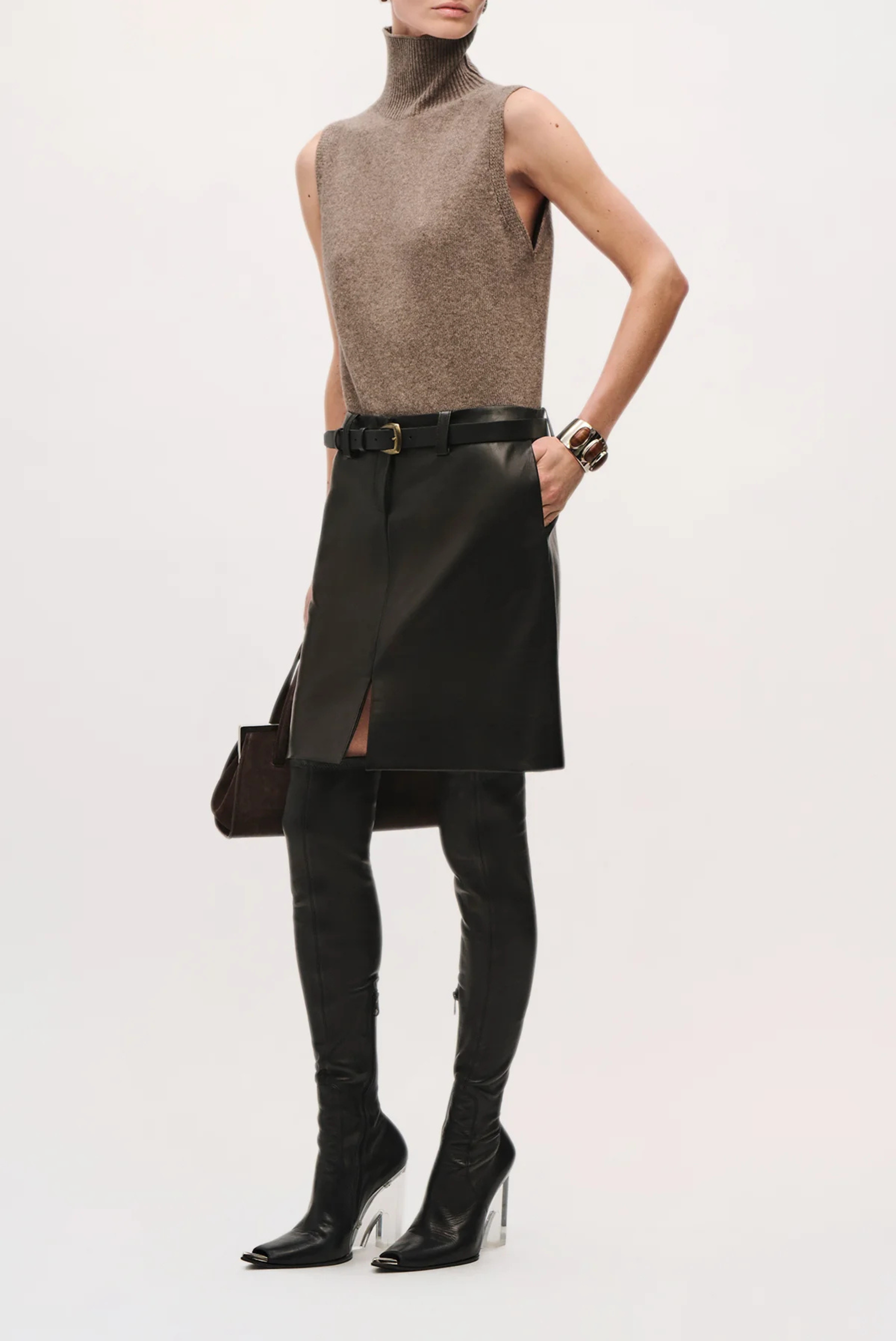 Brandon Maxwell The Lex Pencil Skirt W/ Belt Loops Black
