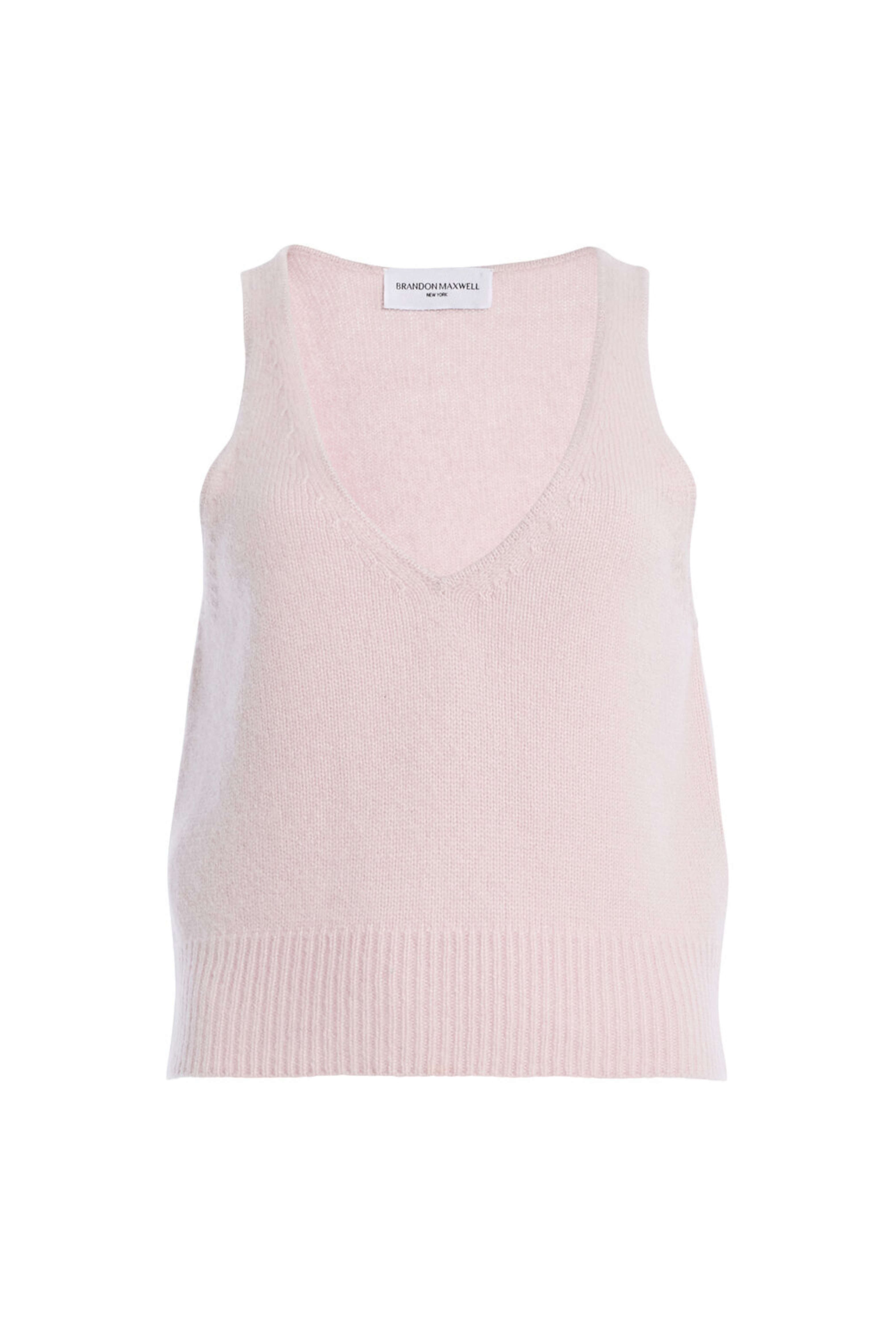 Brandon Maxwell The Reese V-Neck Knit Tank Dusty Pink
