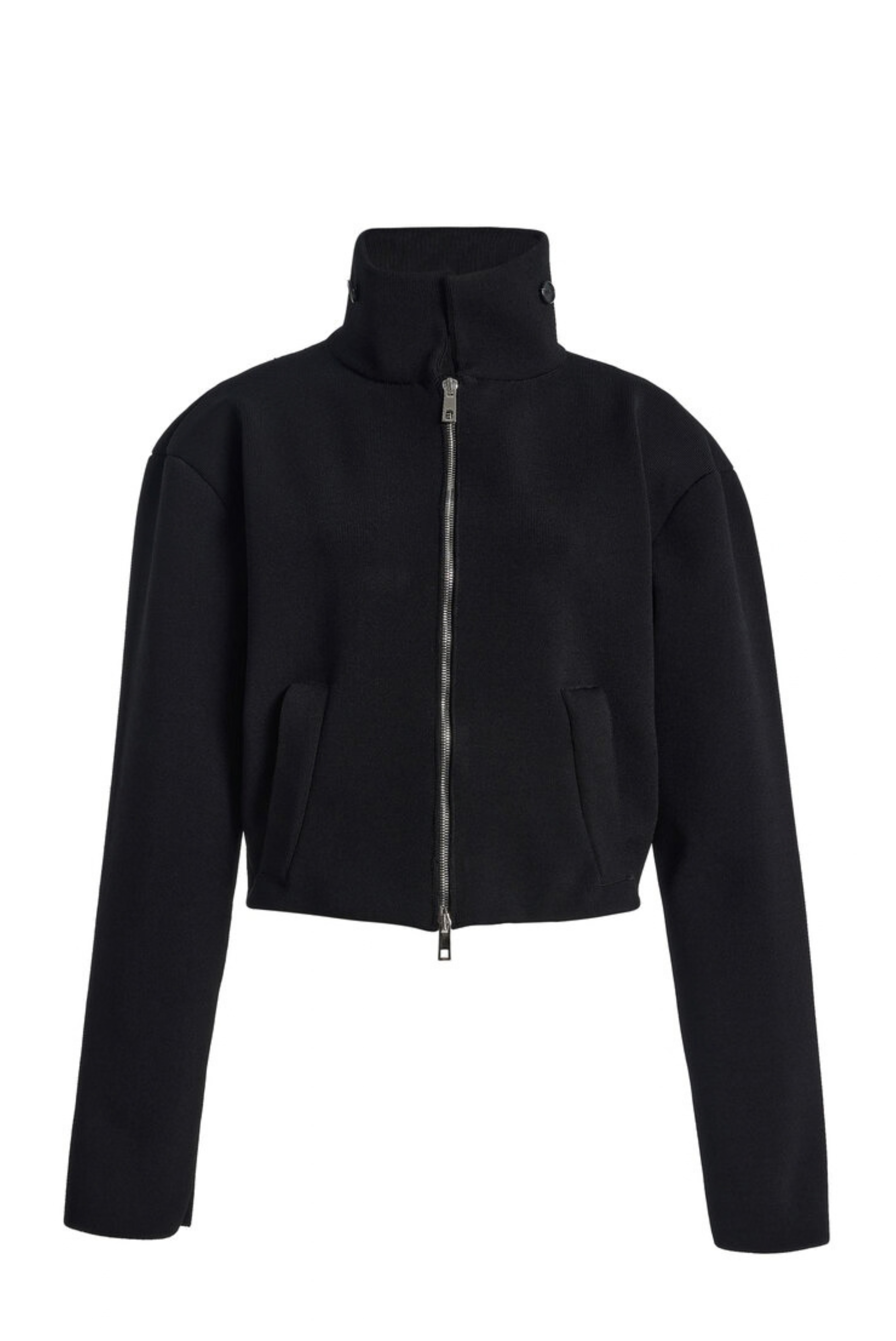 The Alexis Sculpted Knit Bomber Jacket Black