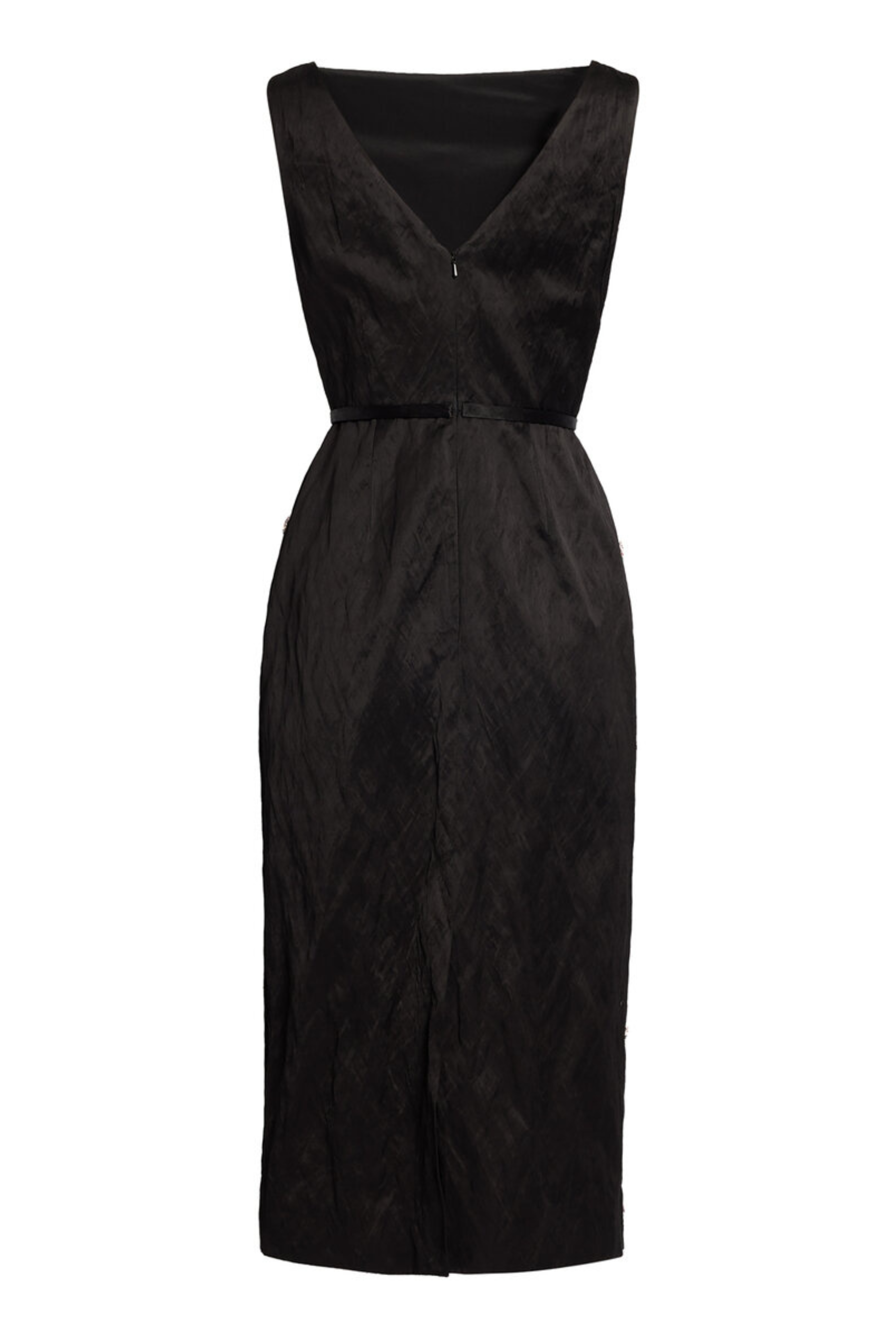 Embroidered Textured Sleeveless Midi Dress