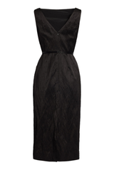 Embroidered Textured Sleeveless Midi Dress