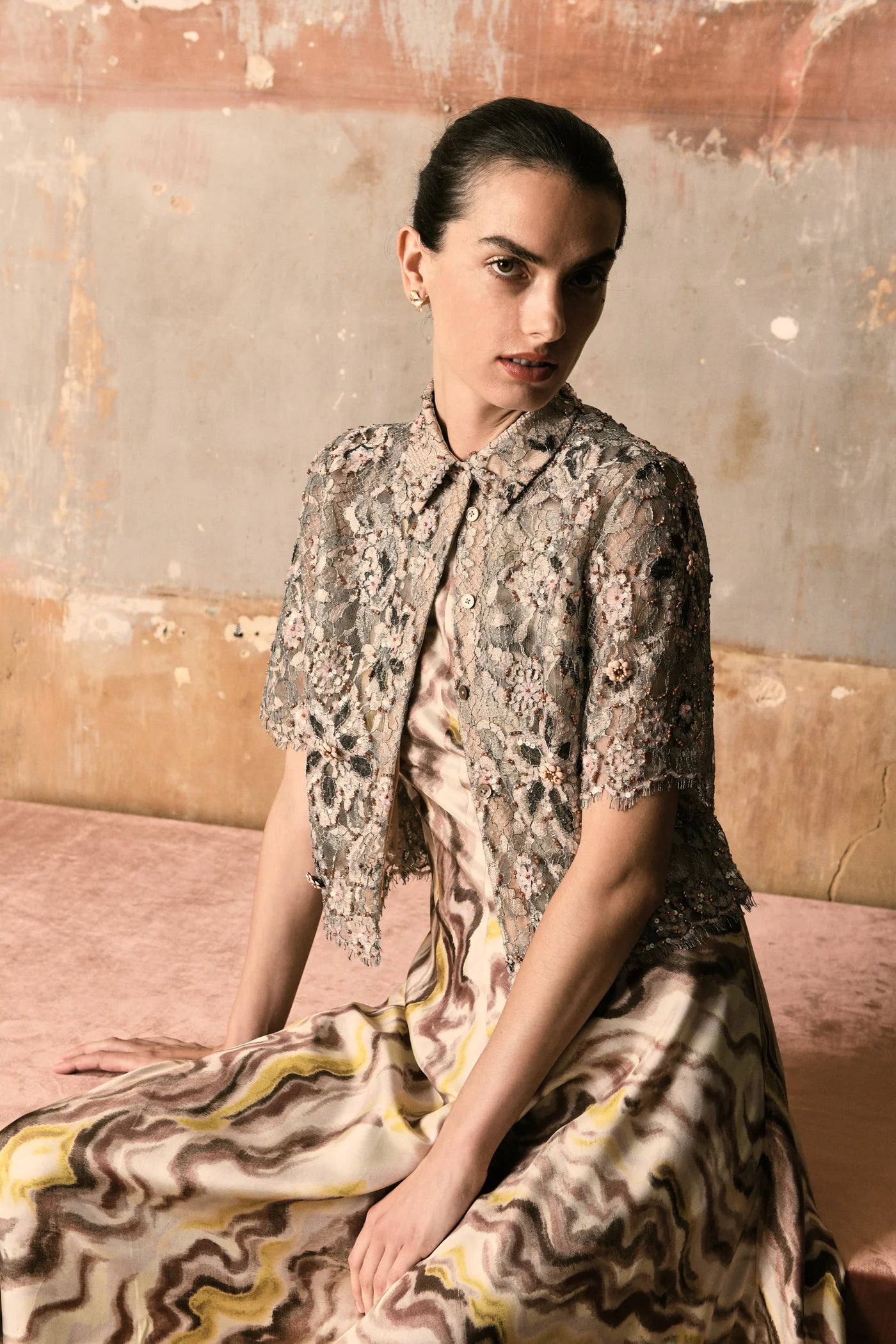 Antonia Short Sleeve Shirt Antique Sage Lace