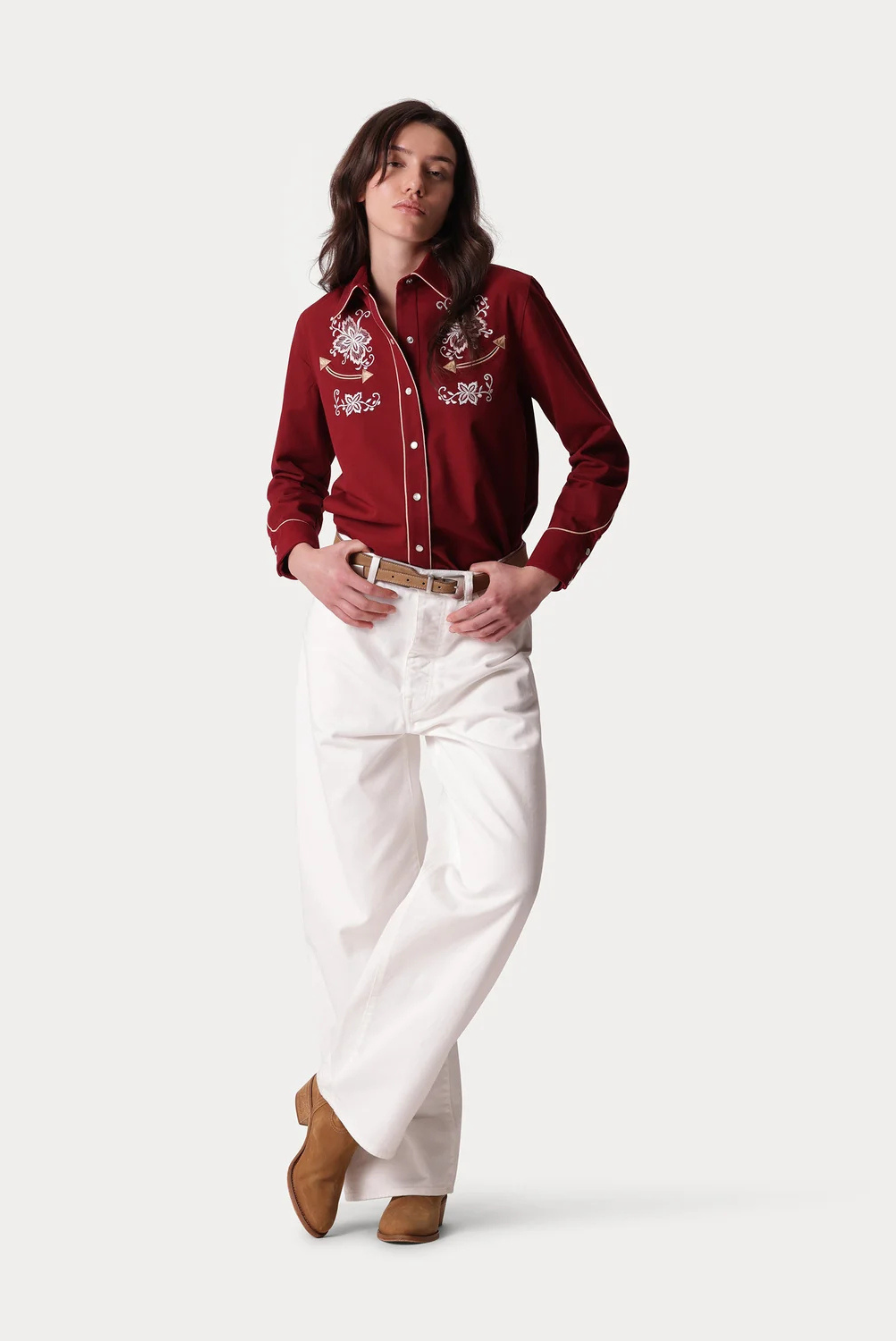 Taissa Embroidered Cotton Twill Shirt
