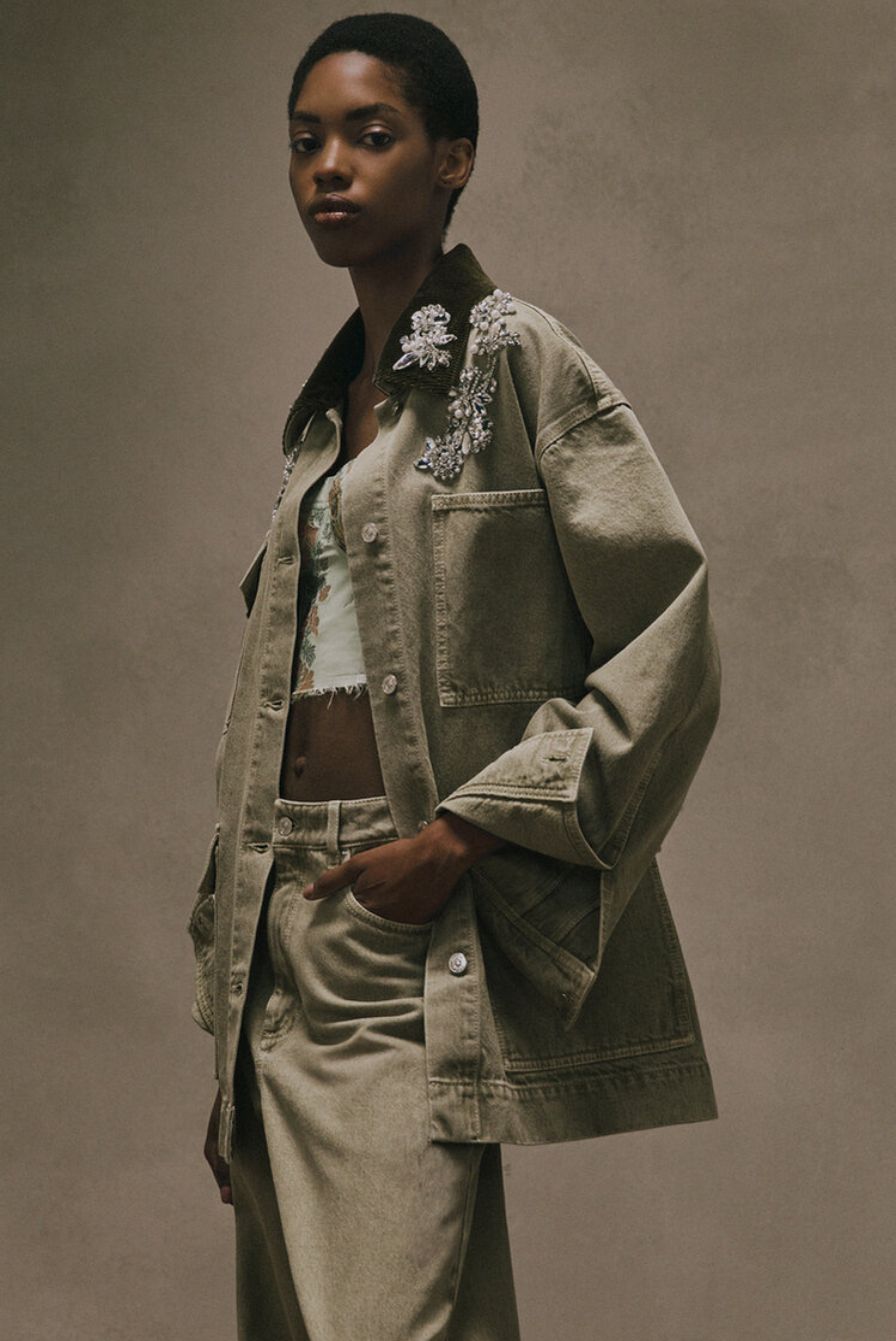 Embroidered Denim Full Length Jeans