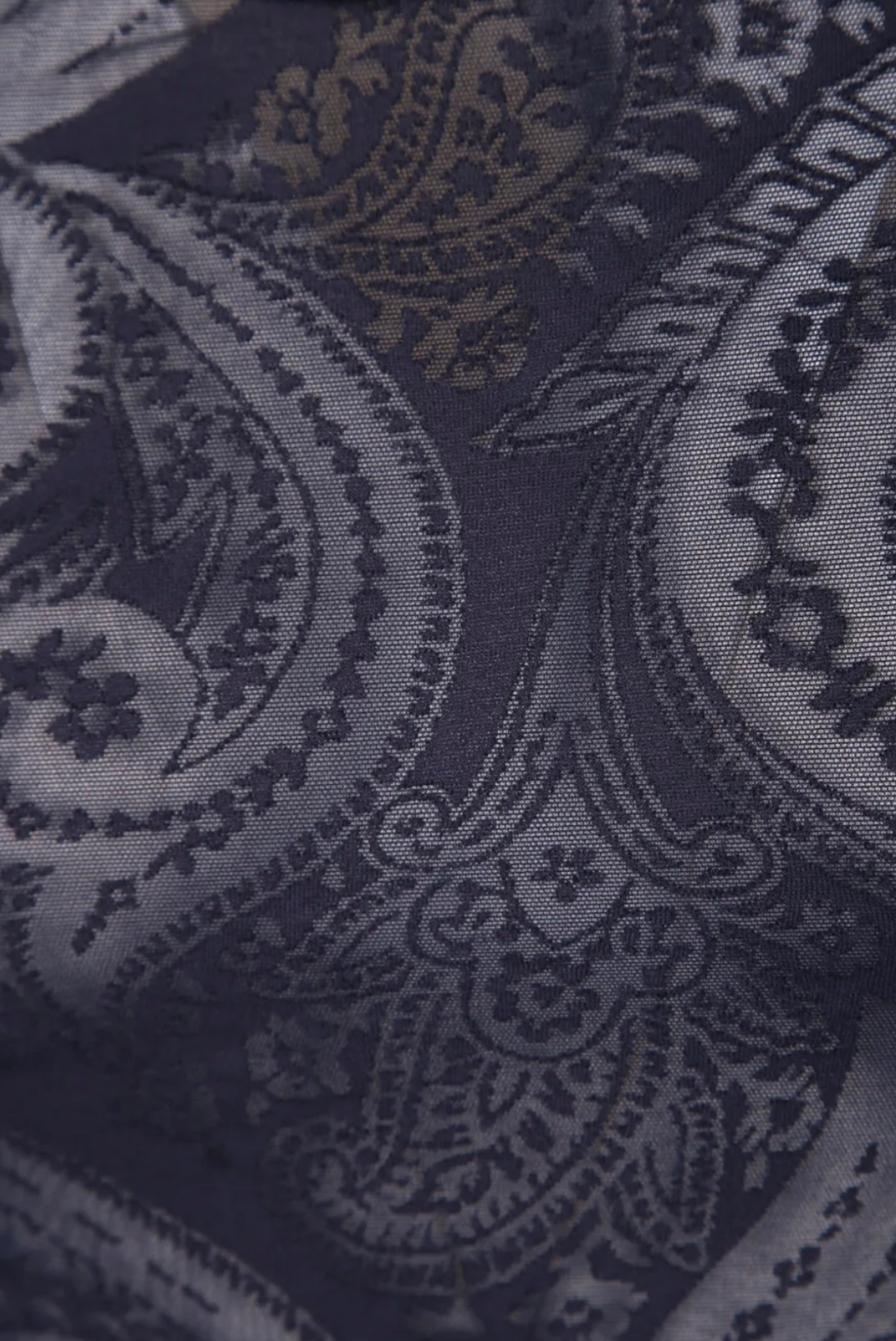 Paisley-Print Mesh Long Sleeve Top