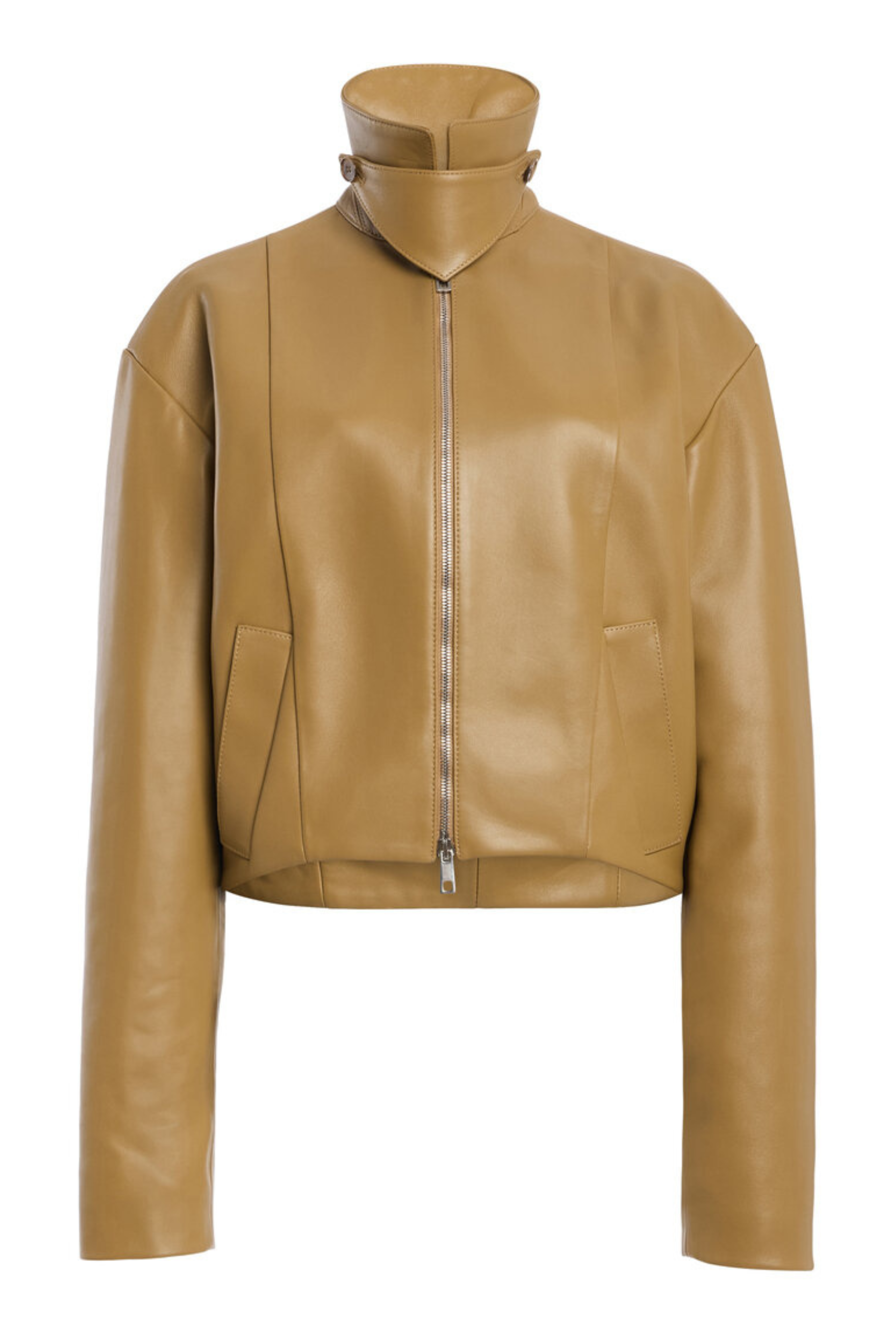 The Alexis Sculpted Leather Bomber Jacket Tobacco