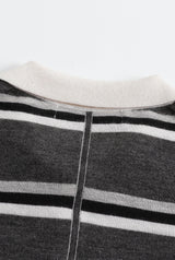 CuddleUp Striped Long-Sleeve Cashmere Polo Meteorite