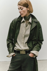 The Francesca Crinkled Button Up Shirt Almond