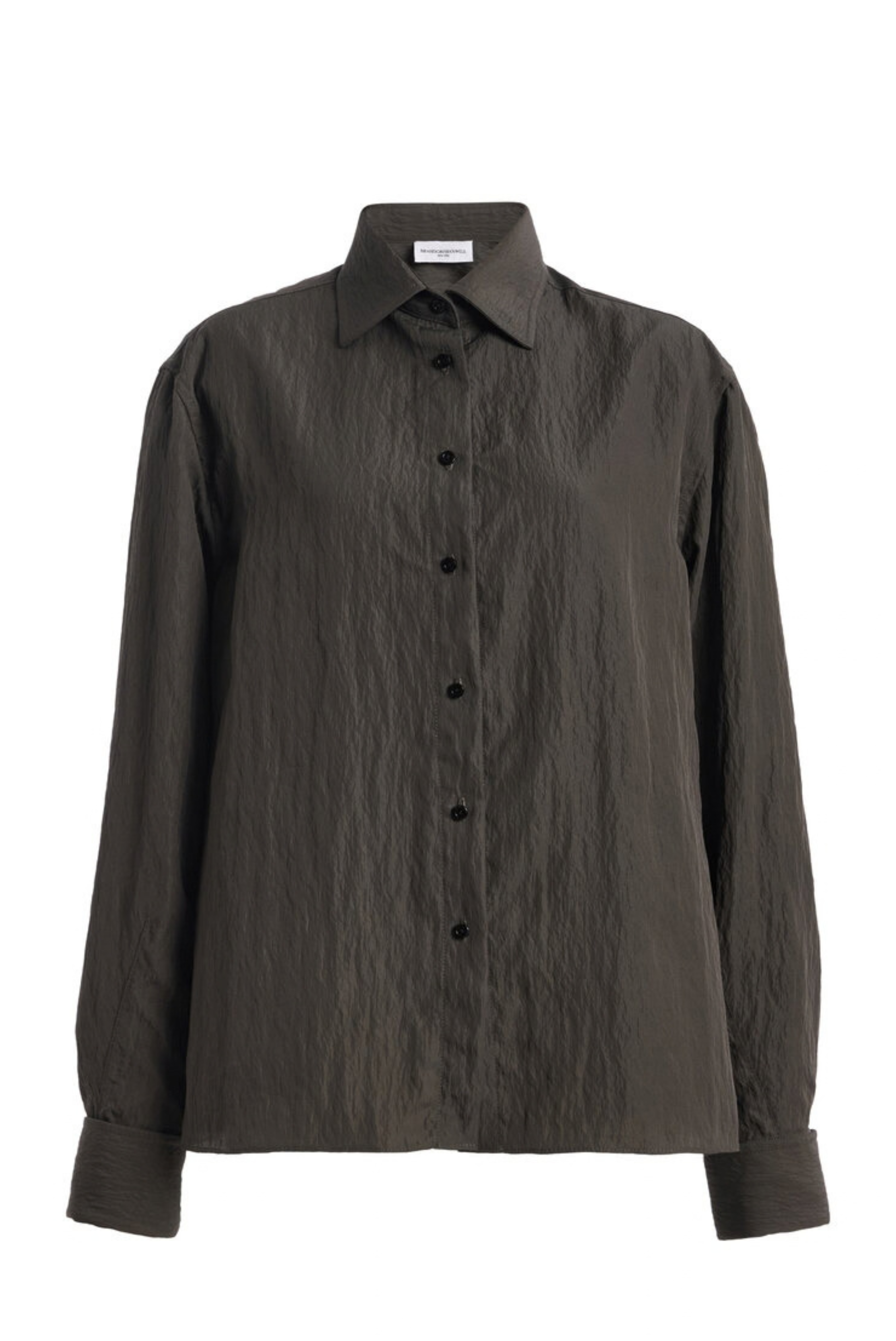 The Francesca Crinkled Button Up Shirt Dark Olive