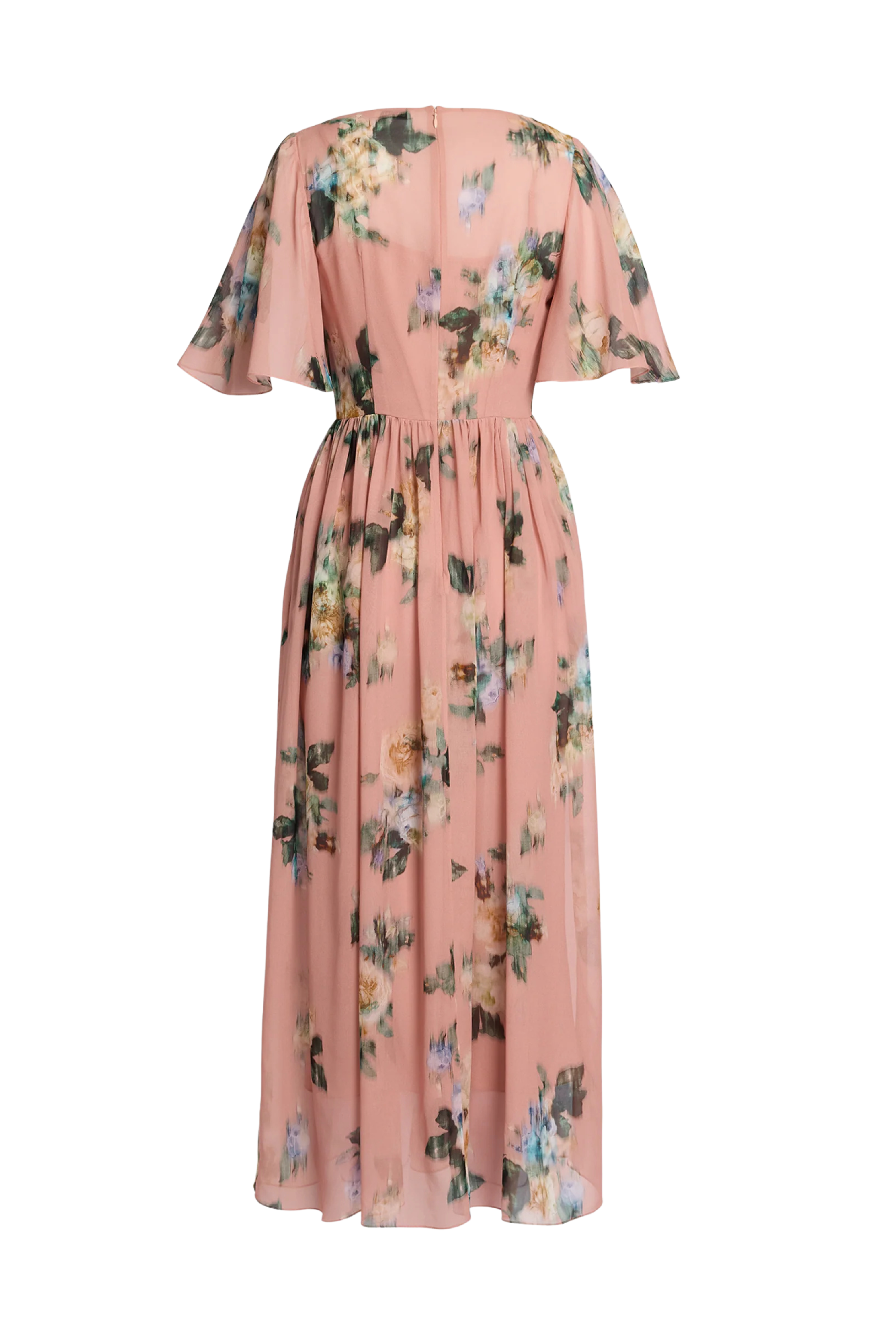 Floral Silk Voile Ankle Length Dress