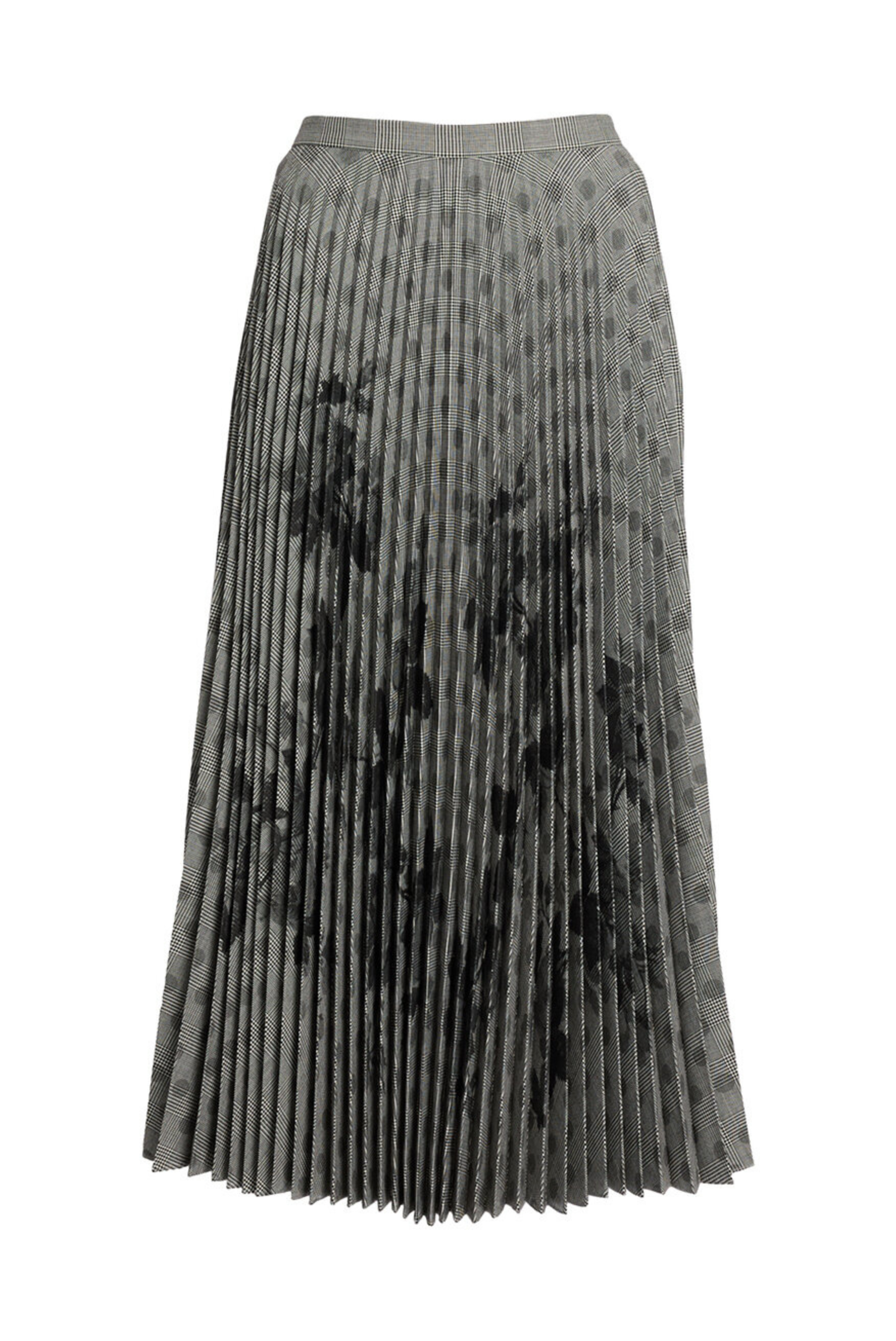 Prince of Wales Check Pleated Ankle Length Skirt