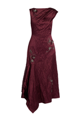 Embroidered Asymmetric Midi Dress