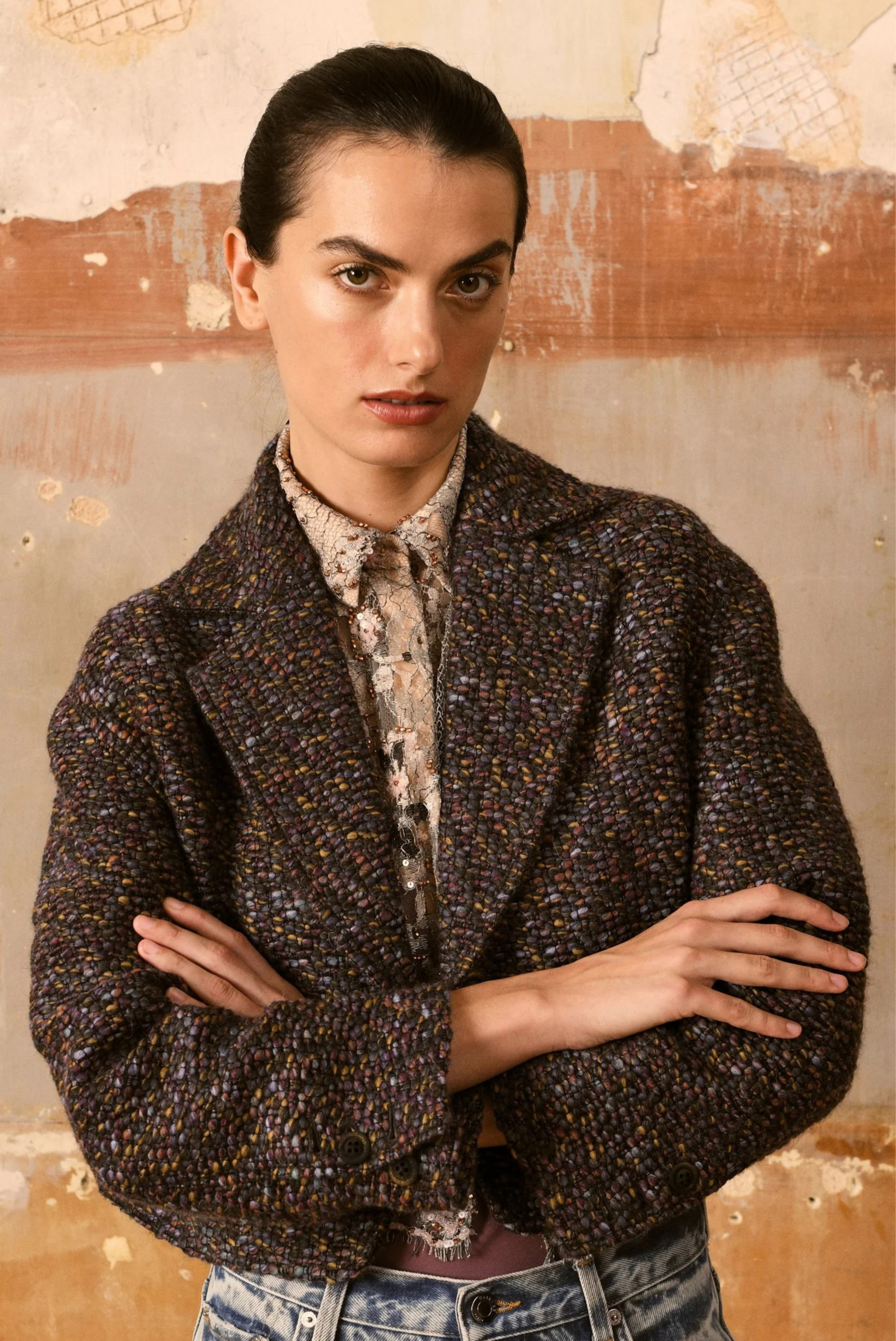 Portia Cropped Blazer Midnight Aubergine