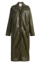 The Beck Perforated Leather Driving Coat Basil Green