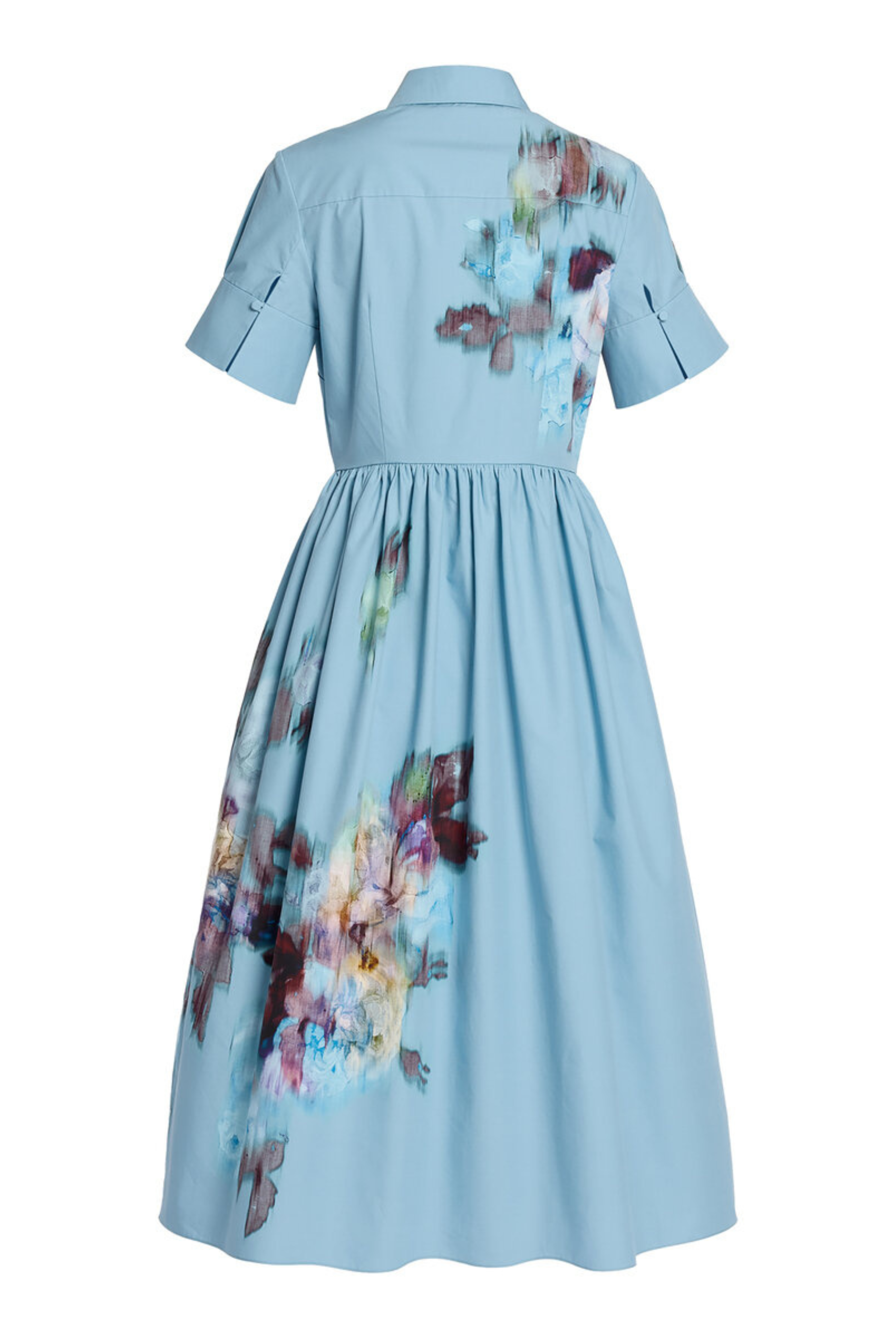 Floral Cotton Poplin Short Sleeve Midi Shirt Dress