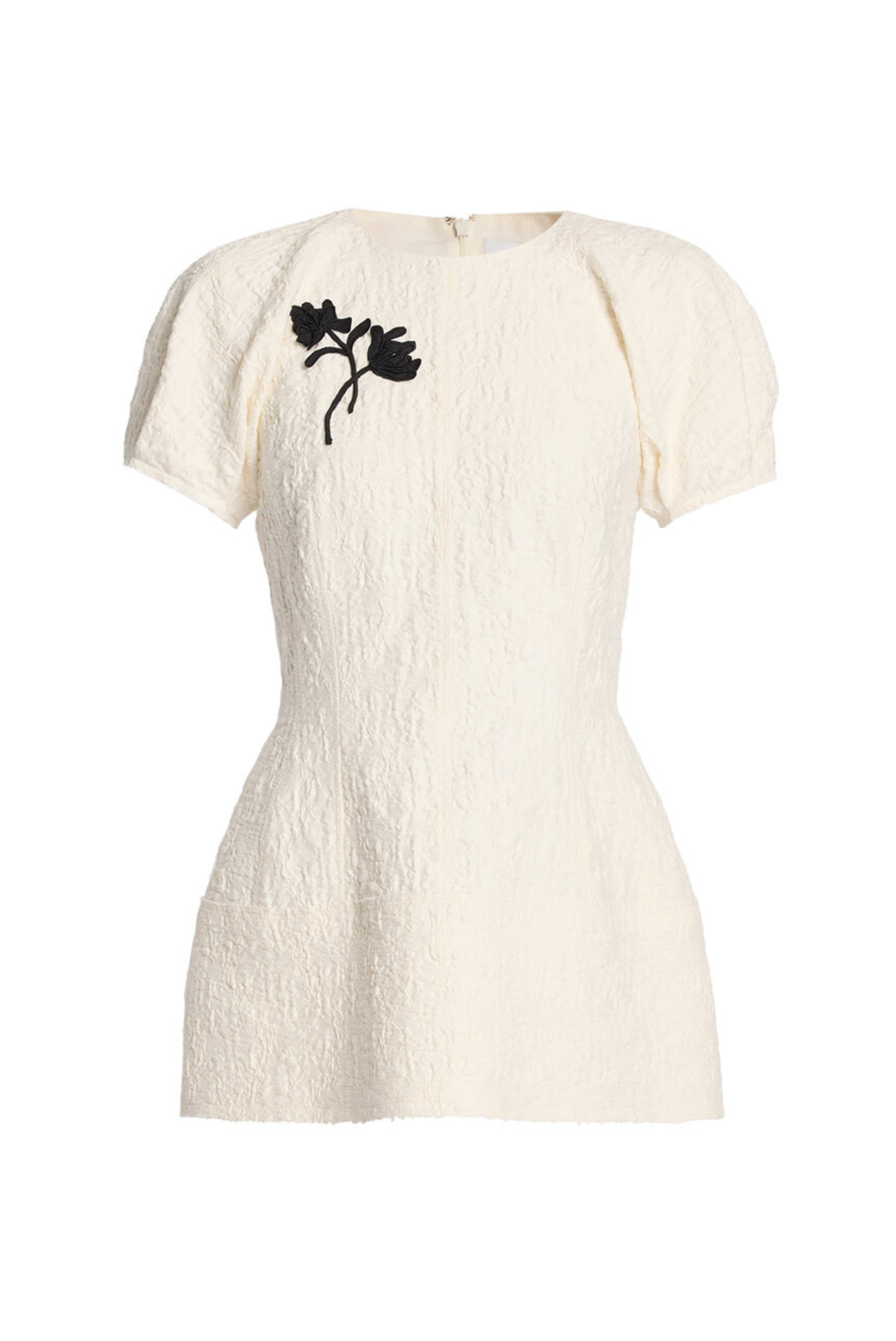 Cotton Cloque Short Sleeve Crew Neck Top
