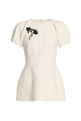 Cotton Cloque Short Sleeve Crew Neck Top