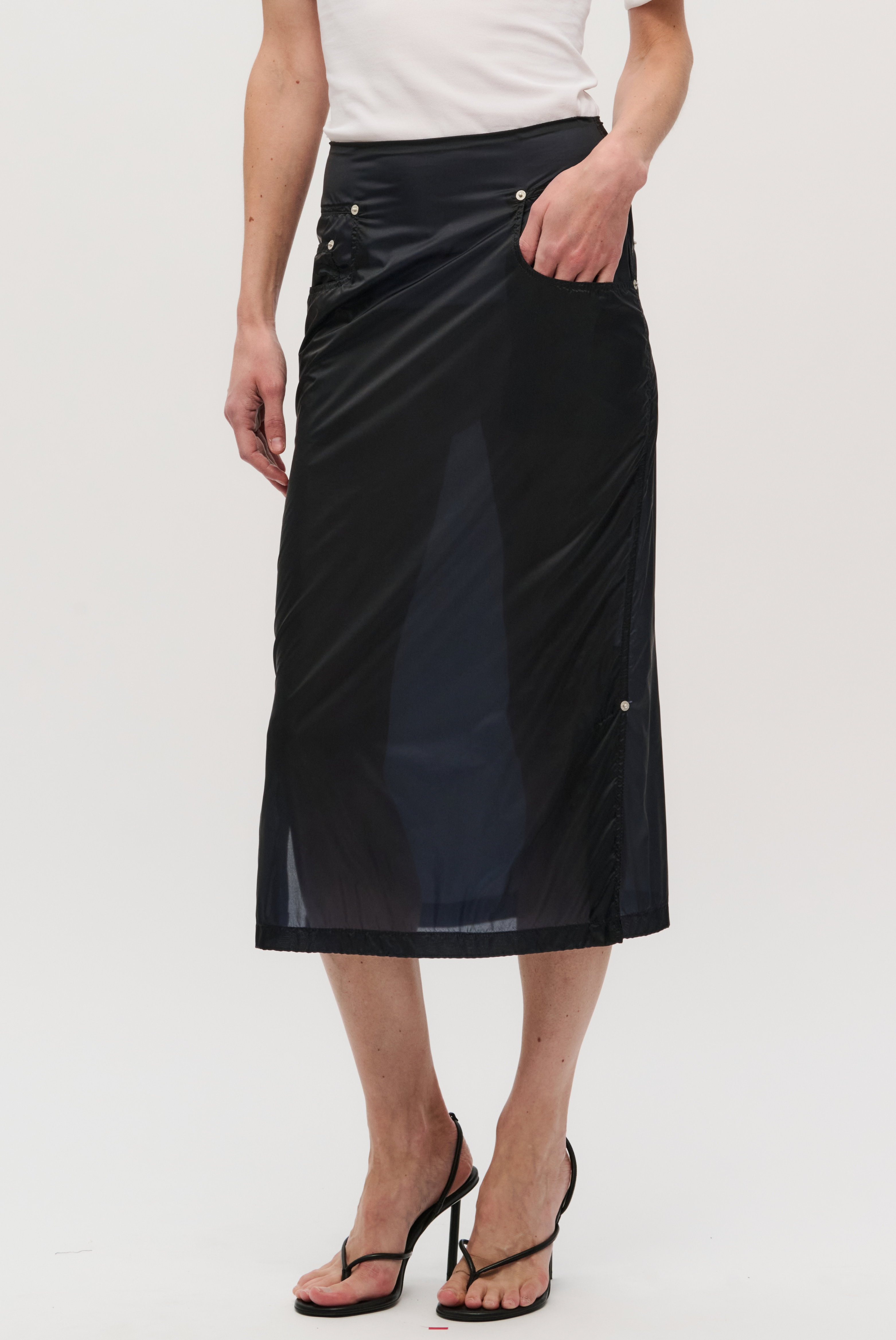 The Herron Nylon Midi Skirt Black