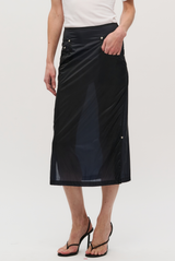 The Herron Nylon Midi Skirt Black