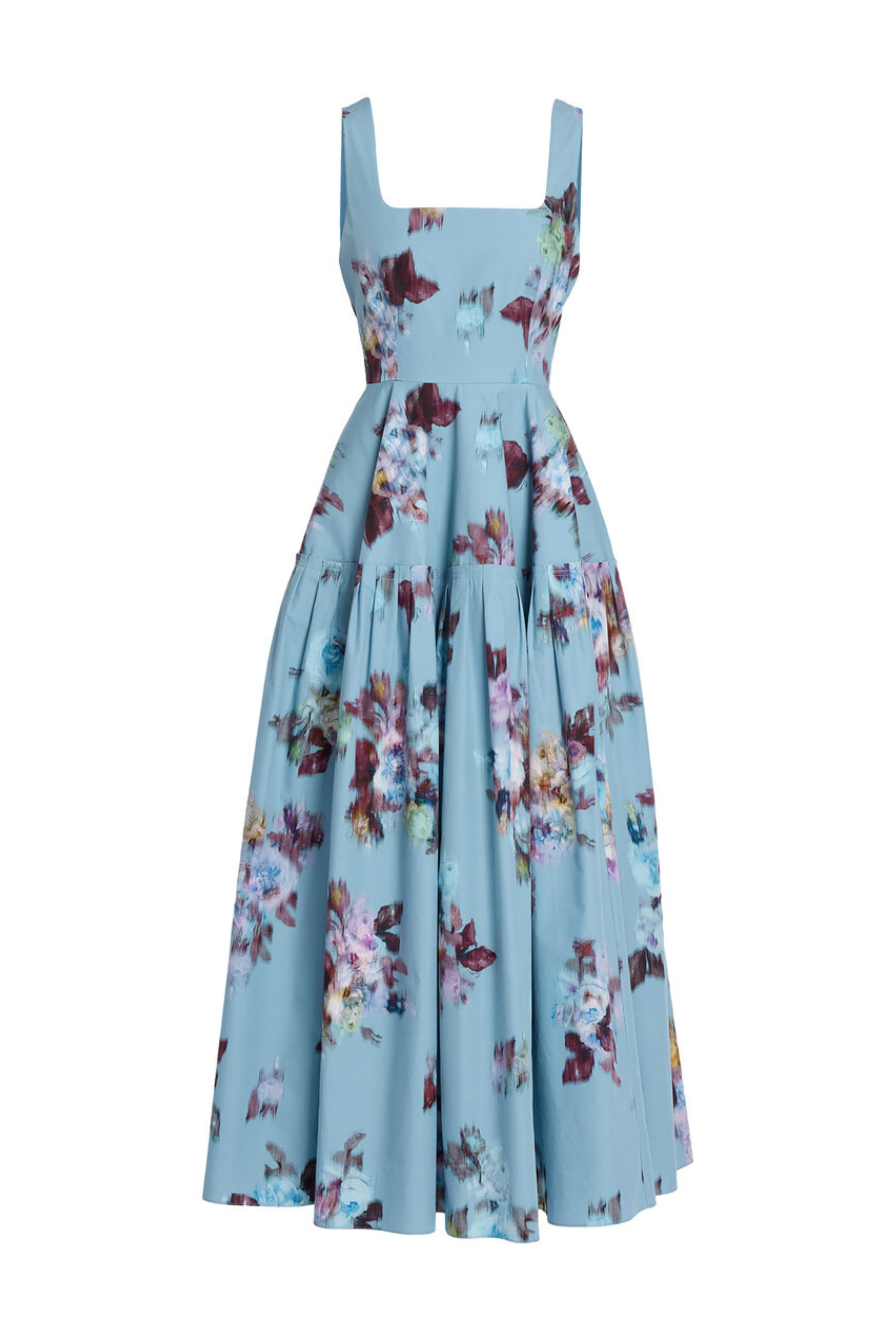 Floral Cotton Poplin Sleeveless Ankle Length Dress
