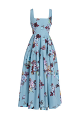 Floral Cotton Poplin Sleeveless Ankle Length Dress