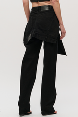 The Layton Tied Waist Rigid High-Rise Straight-Leg Jean Black