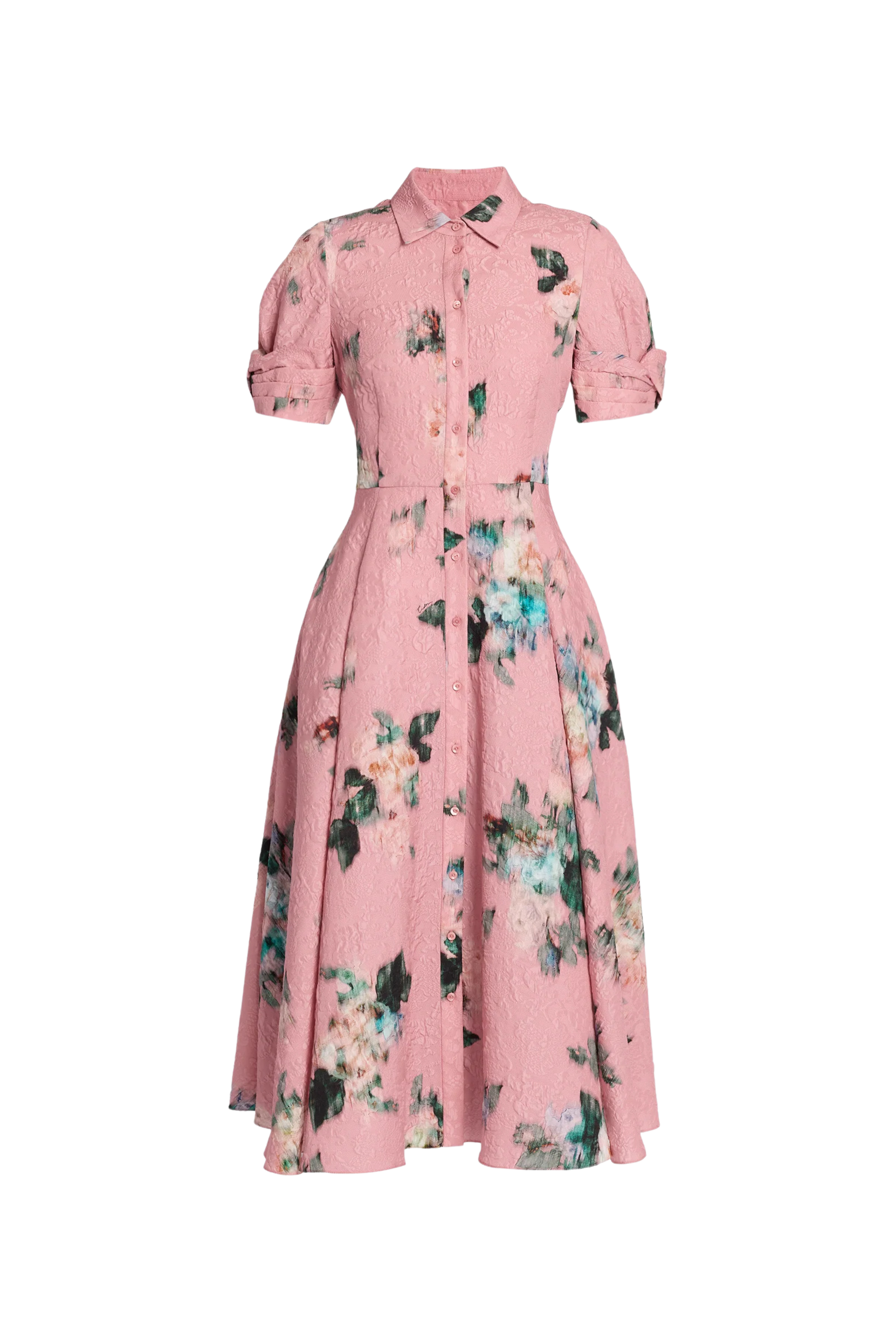 Floral Matelasse Midi Short Sleeve Dress