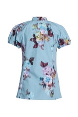 Floral Cotton Poplin Cap Sleeve Shirt