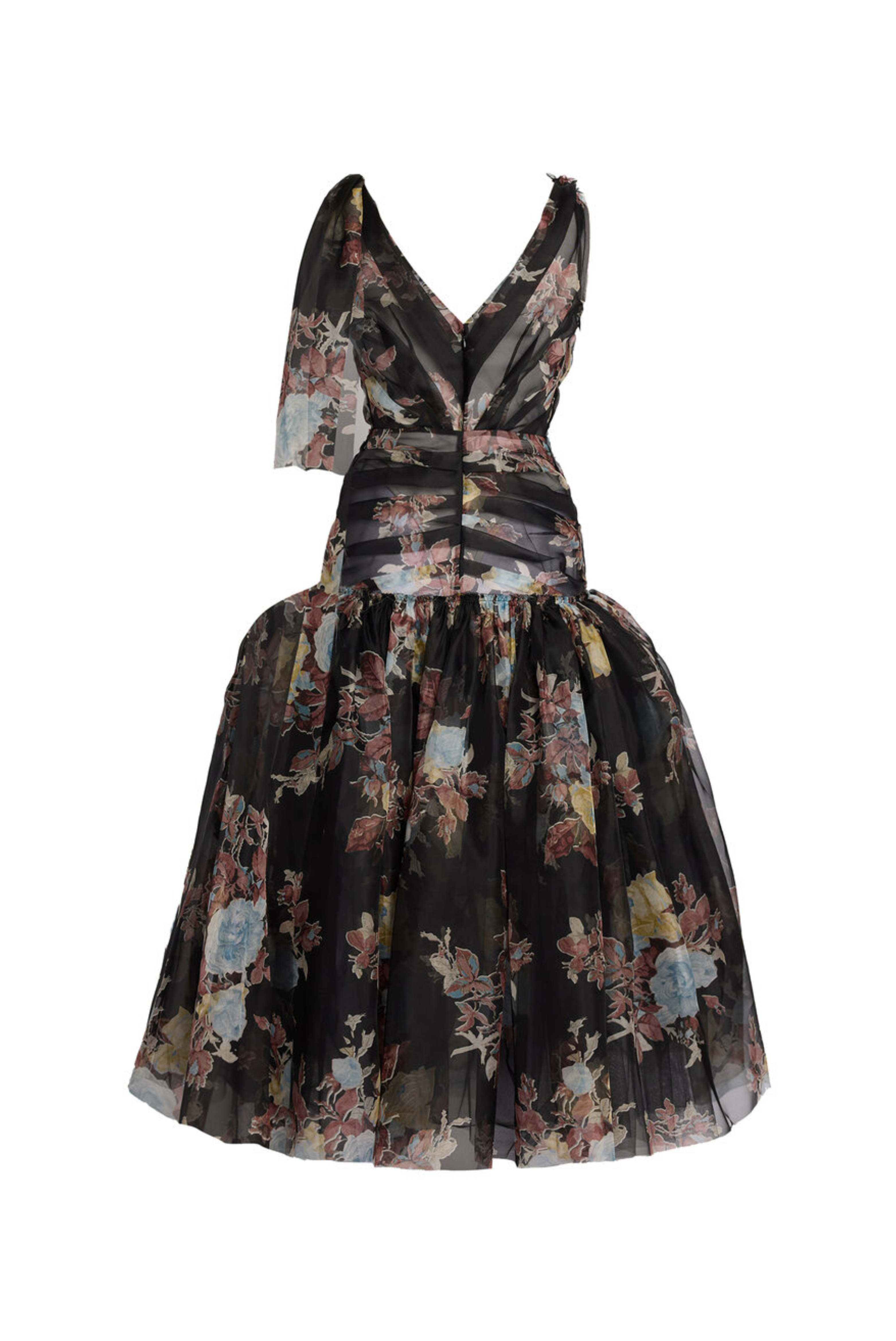 Floral Silk Organza Ankle Length Dress