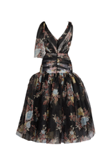 Floral Silk Organza Ankle Length Dress