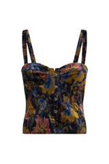 ETRO Cotton Velvet Corset Top With Floral Overprint