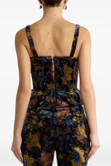 ETRO Cotton Velvet Corset Top With Floral Overprint