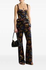 ETRO Cotton Velvet Corset Top With Floral Overprint