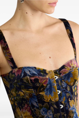 ETRO Cotton Velvet Corset Top With Floral Overprint