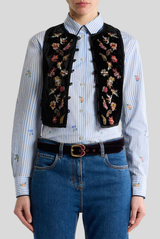 ETRO Cropped Velvet Waistcoat with Embroidery and Bead