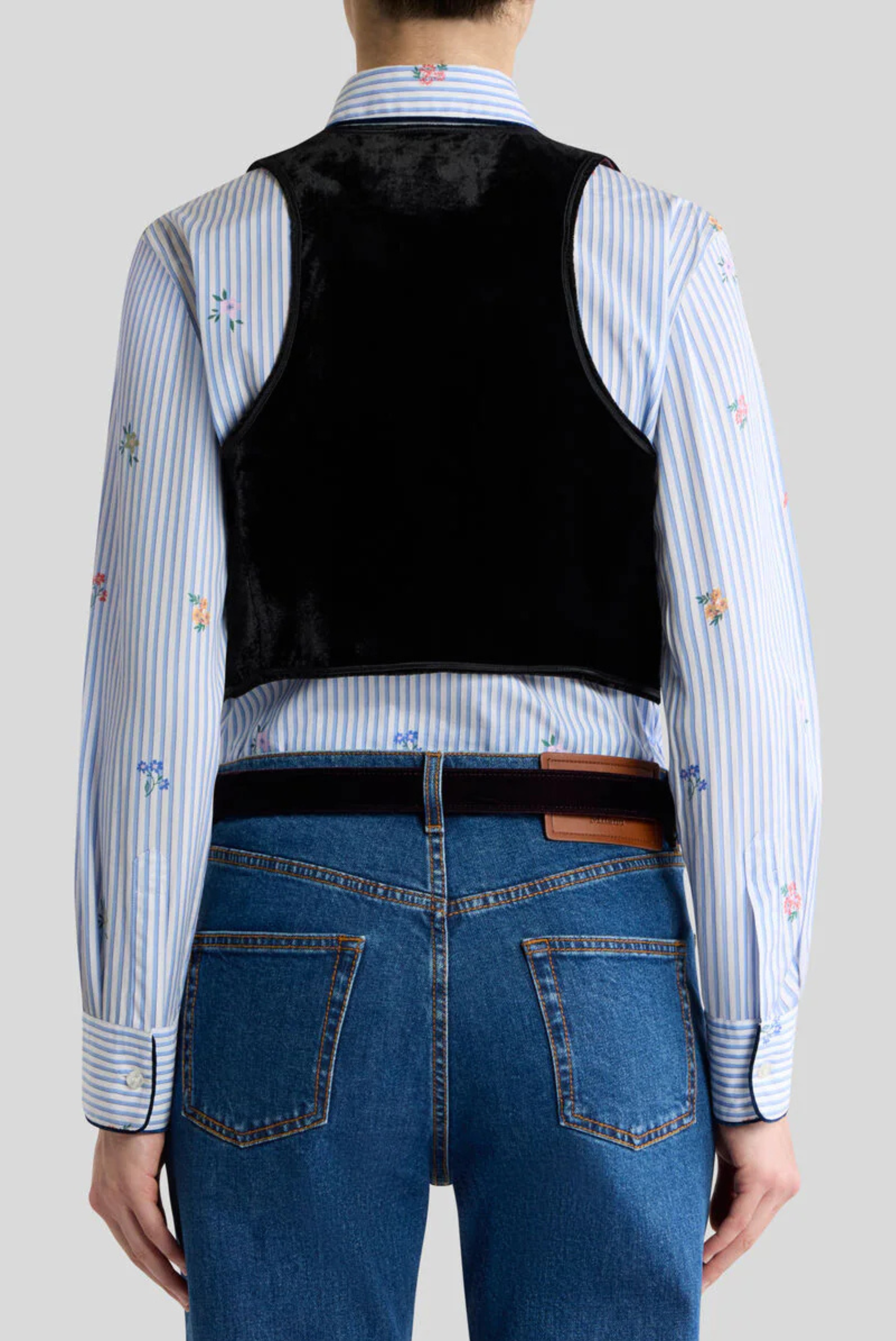 ETRO Cropped Velvet Waistcoat with Embroidery and Bead