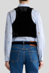 ETRO Cropped Velvet Waistcoat with Embroidery and Bead