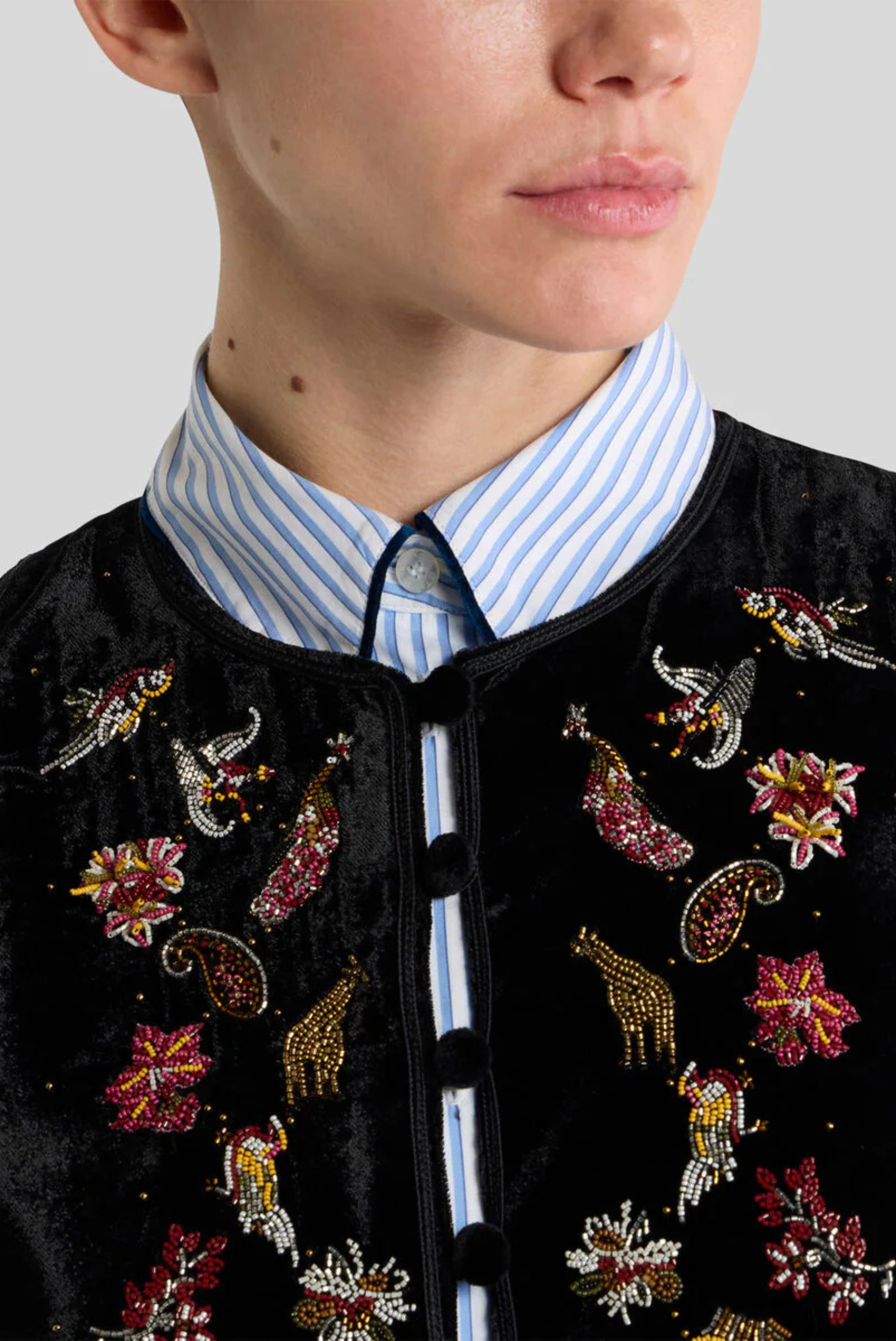 ETRO Cropped Velvet Waistcoat with Embroidery and Bead