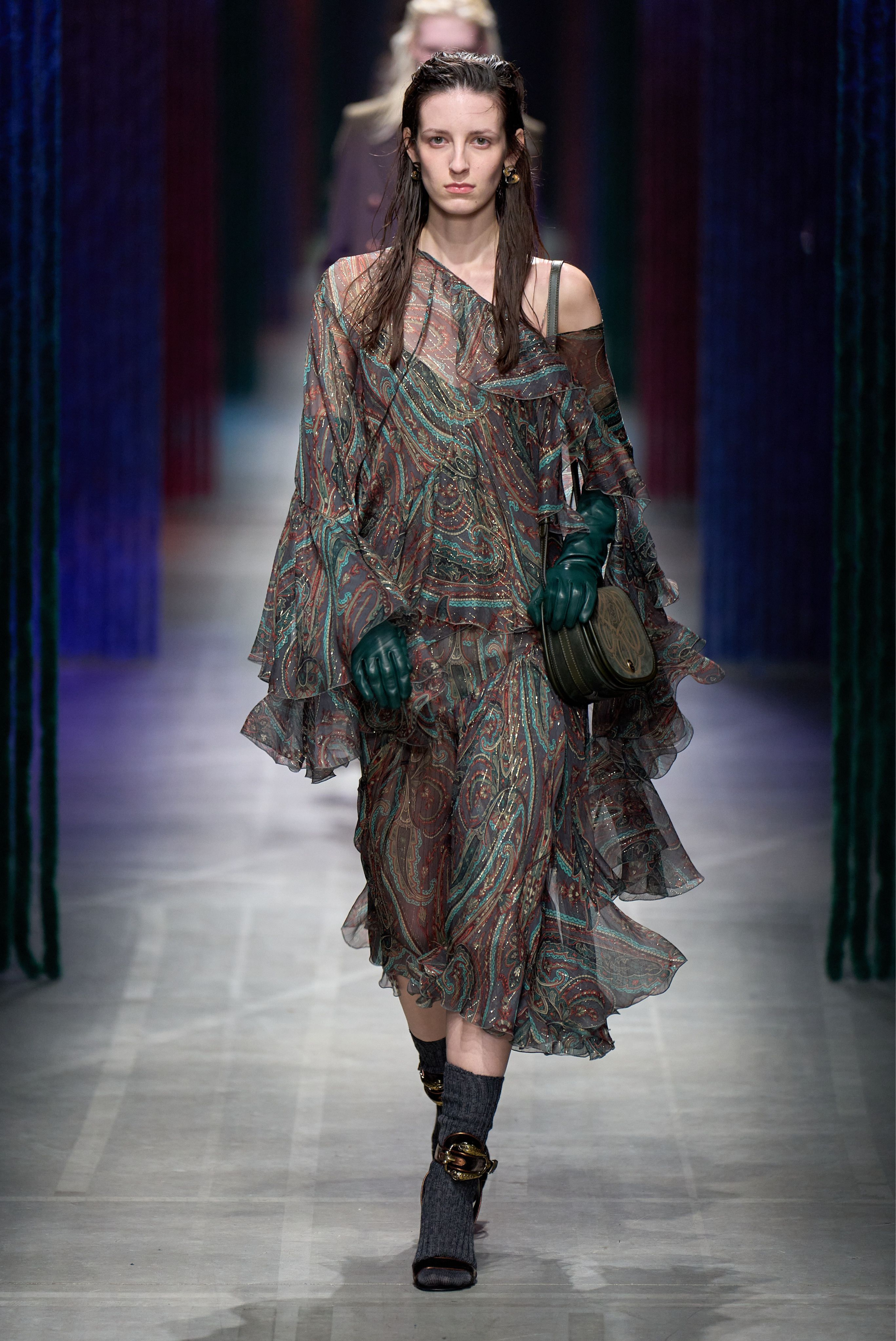 ETRO Ruffle Shawl Dress