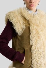 ETRO Shearling Waistcoat with Peacock Embroidery