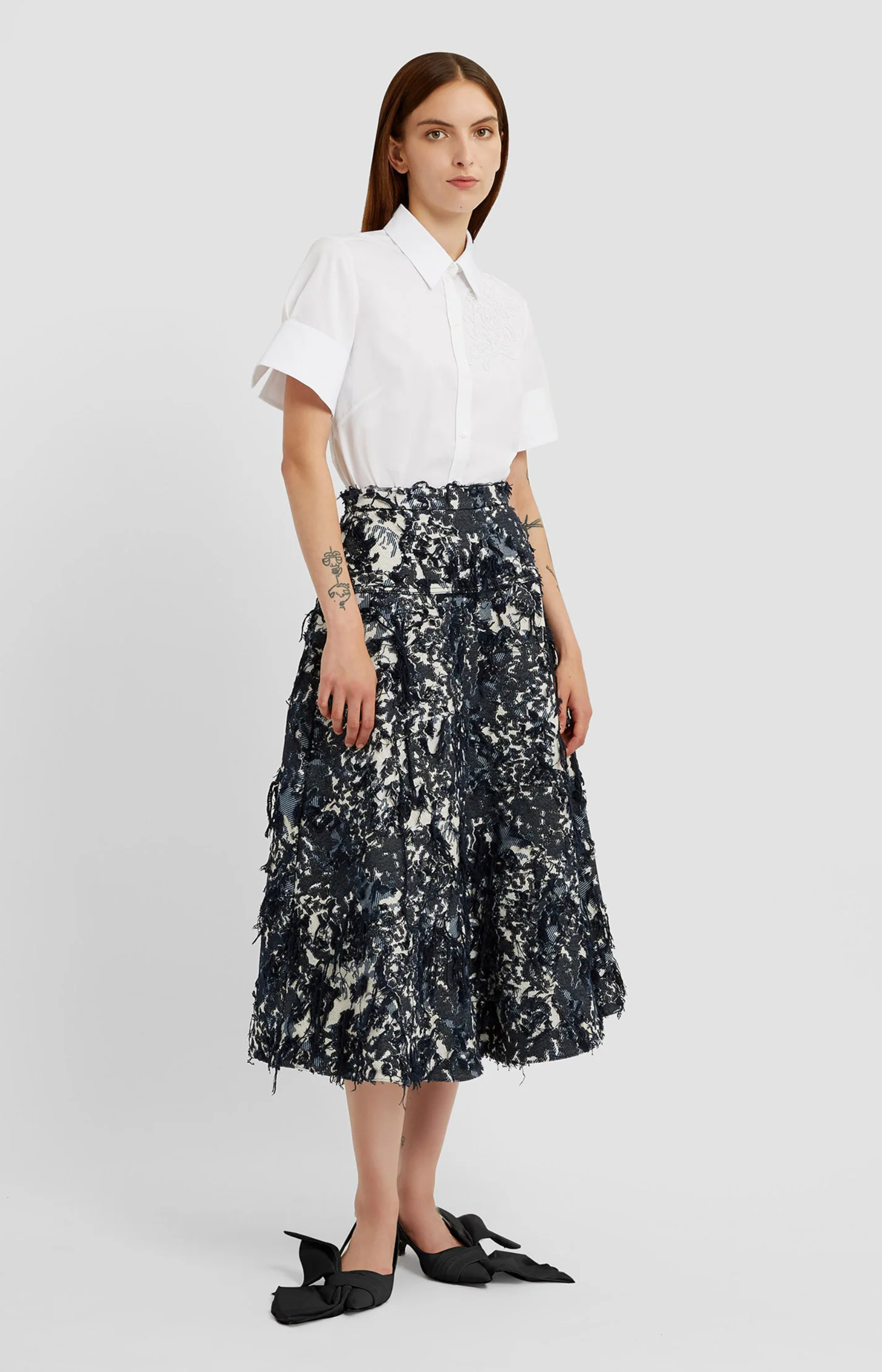 Erdem A Line Midi Skirt Bay Blue