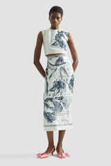 Erdem Bodice Top Botanical Engraving Dove Grey