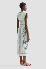 Erdem Bodice Top Botanical Engraving Dove Grey